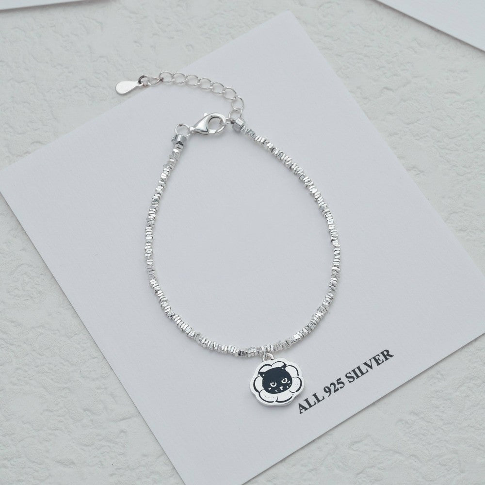 Bracelet en argent personnalisé avec portrait d'animal de compagnie gravé