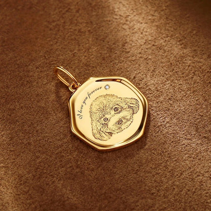 Personalisierte Haustier-Porträt-Halskette mit Gravur - Gold A