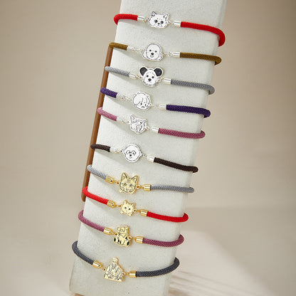Bracelet en argent personnalisé avec gravure de portrait d'animal de compagnie