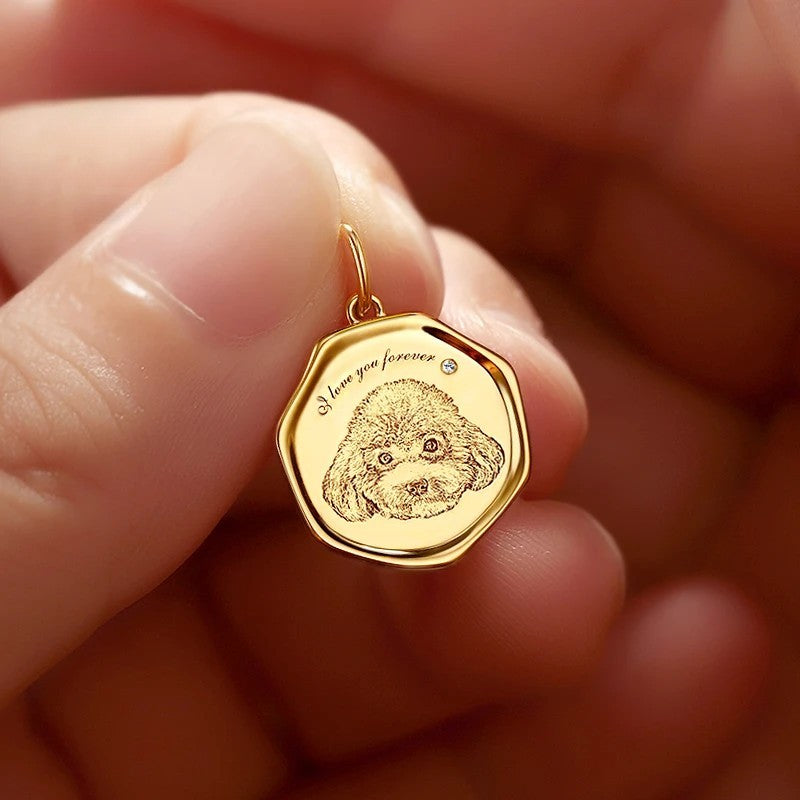 Personalisierte Haustier-Porträt-Halskette mit Gravur - Gold A
