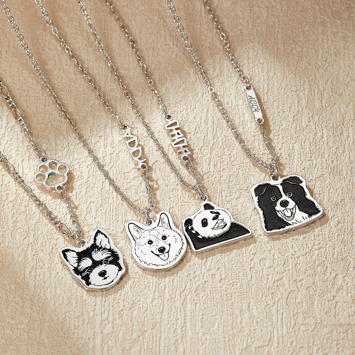 Silberkette mit individueller Gravur und Haustierporträt
