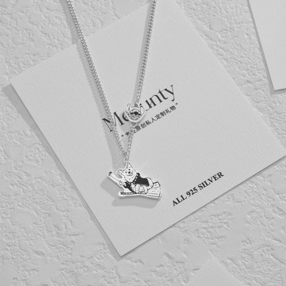 Collier en argent personnalisé avec portrait d'animal de compagnie gravé