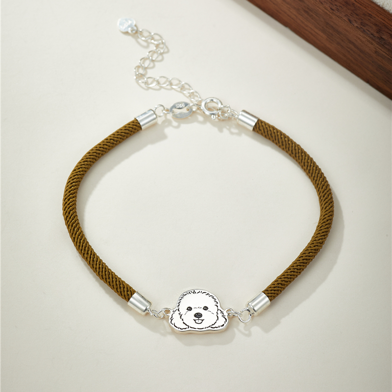 Bracelet en argent personnalisé avec gravure de portrait d'animal de compagnie