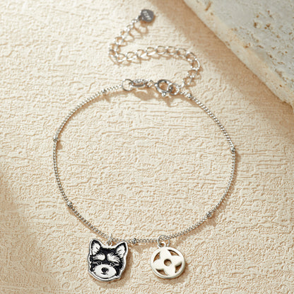 Silberarmband mit individueller Gravur und Haustierporträt