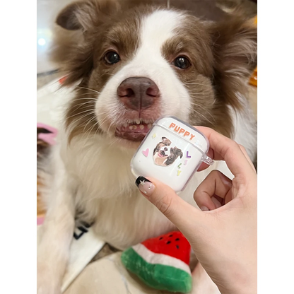 Coque AirPods personnalisée avec portrait d'animal de compagnie