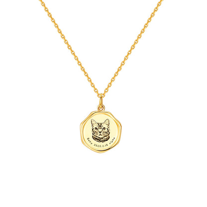 Personalisierte Haustier-Porträt-Halskette mit Gravur - Gold A