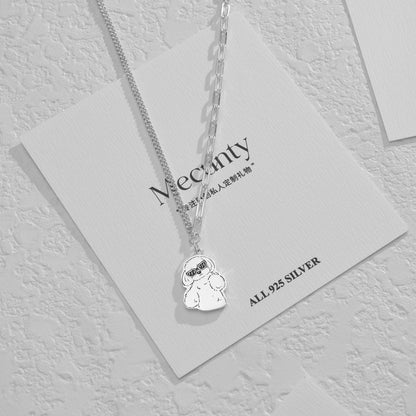 Collier en argent personnalisé avec portrait d'animal de compagnie gravé