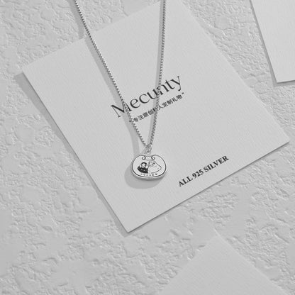 Collier en argent personnalisé avec portrait d'animal de compagnie gravé