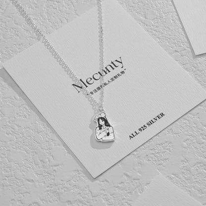 Collier en argent personnalisé avec portrait d'animal de compagnie gravé