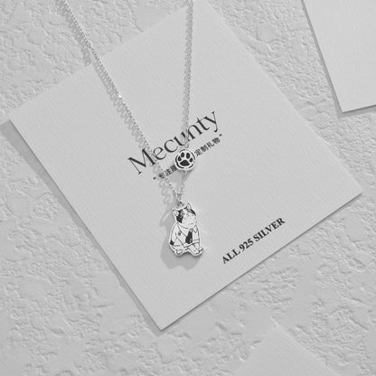 Collier en argent personnalisé avec portrait d'animal de compagnie gravé