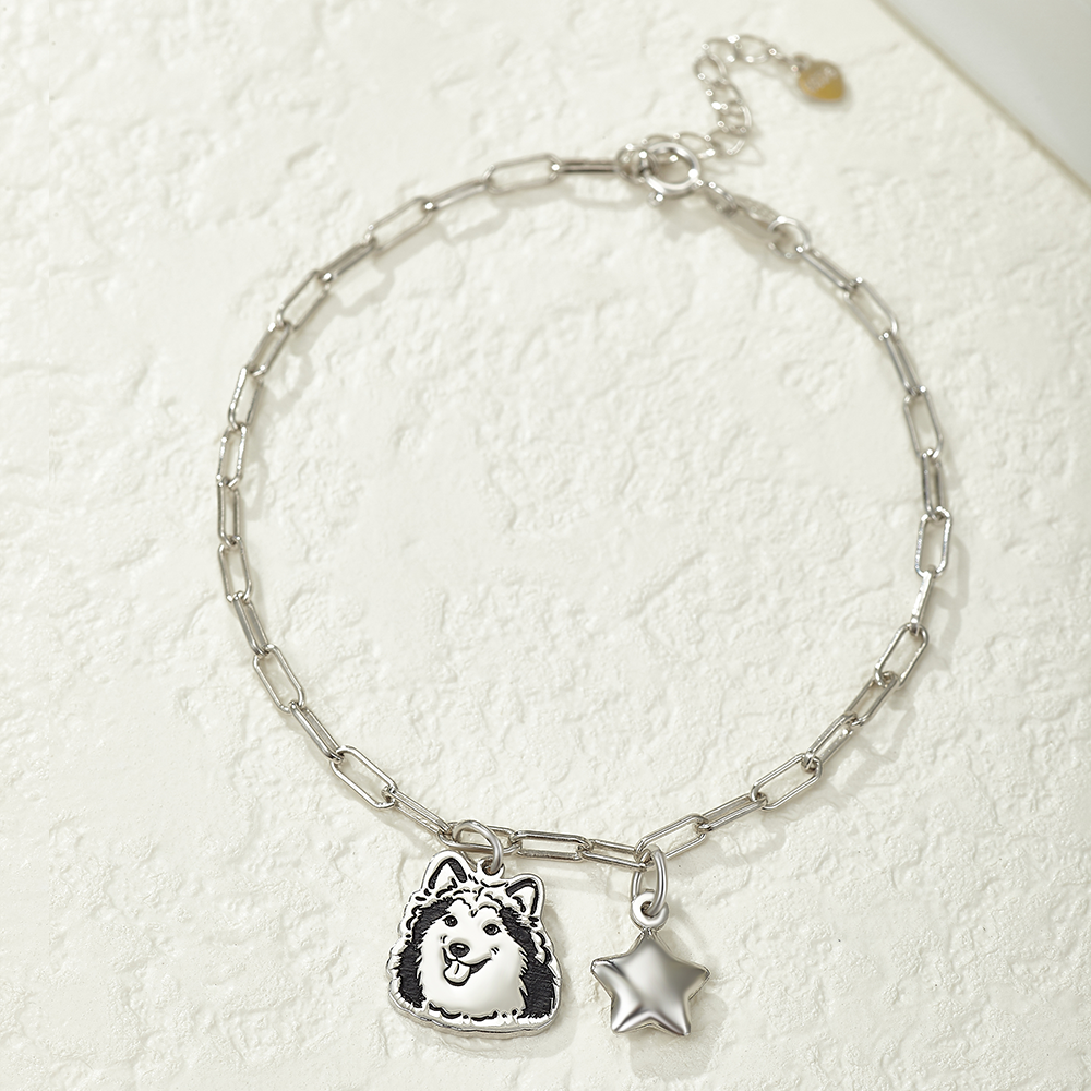 Silberarmband mit individueller Gravur und Haustierporträt