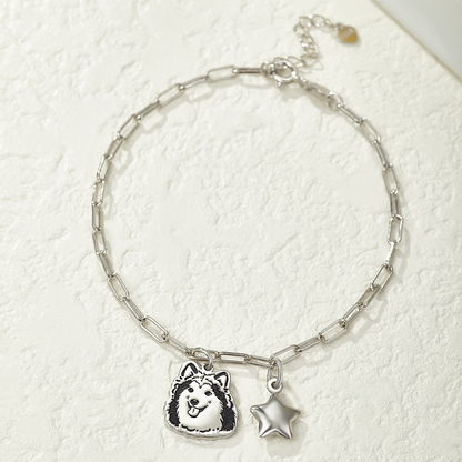 Silberarmband mit individueller Gravur und Haustierporträt