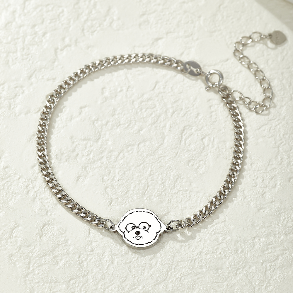 Silberarmband mit individueller Gravur und Haustierporträt