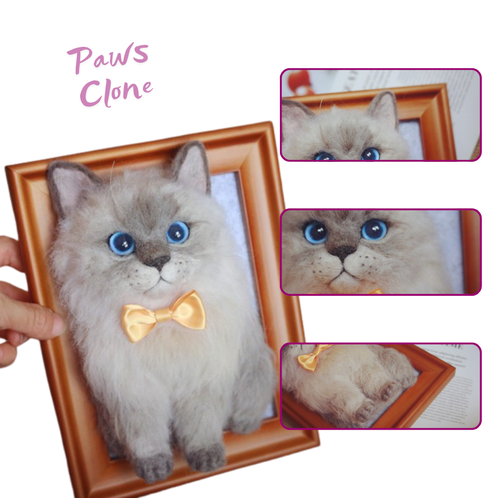 3D Felt Pet Portrait - Handmade Custom Frame | PawsClone