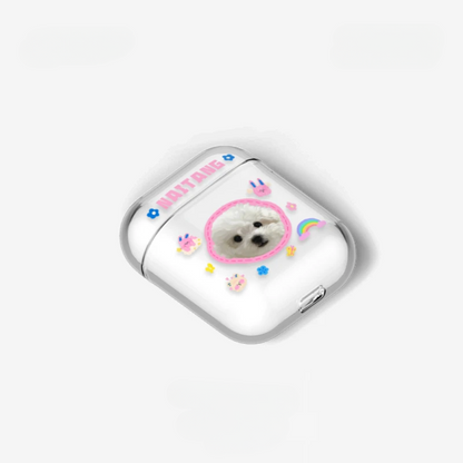 Coque AirPods personnalisée avec portrait d'animal de compagnie