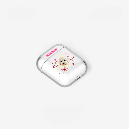 Coque AirPods personnalisée avec portrait d'animal de compagnie