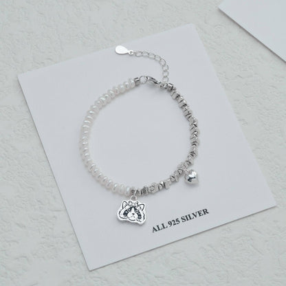 Bracelet en argent personnalisé avec portrait d'animal de compagnie gravé
