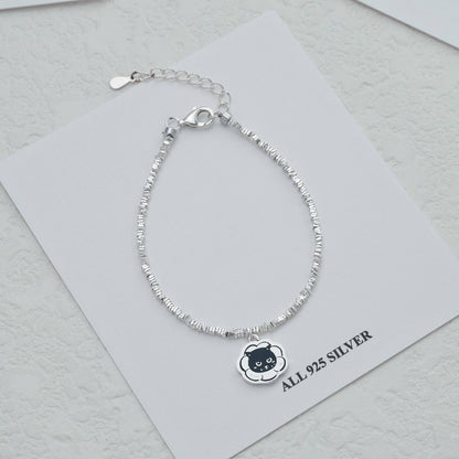 Bracelet en argent personnalisé avec portrait d'animal de compagnie gravé