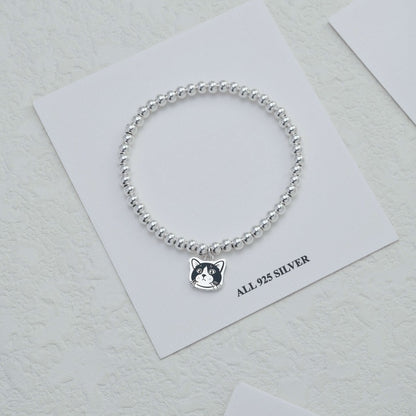 Bracelet en argent personnalisé avec portrait d'animal de compagnie gravé