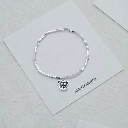 Bracelet en argent personnalisé avec portrait d'animal de compagnie gravé